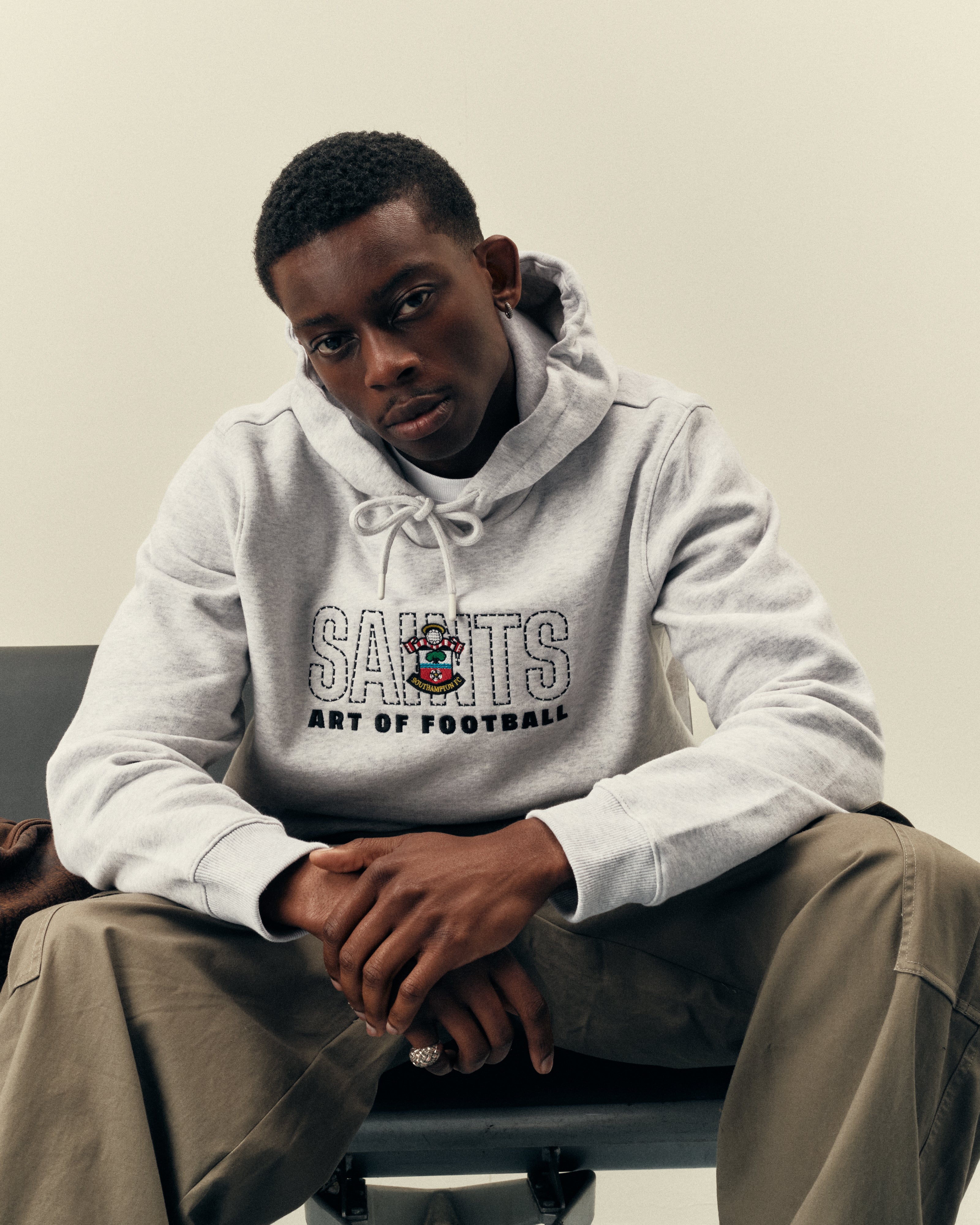 AOF x Southampton 90s Hoodie | Grey Jersey | Art of Football