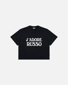 AOF J'adore Russo Crop T-Shirt | Black Graphic Tee | Art of Football