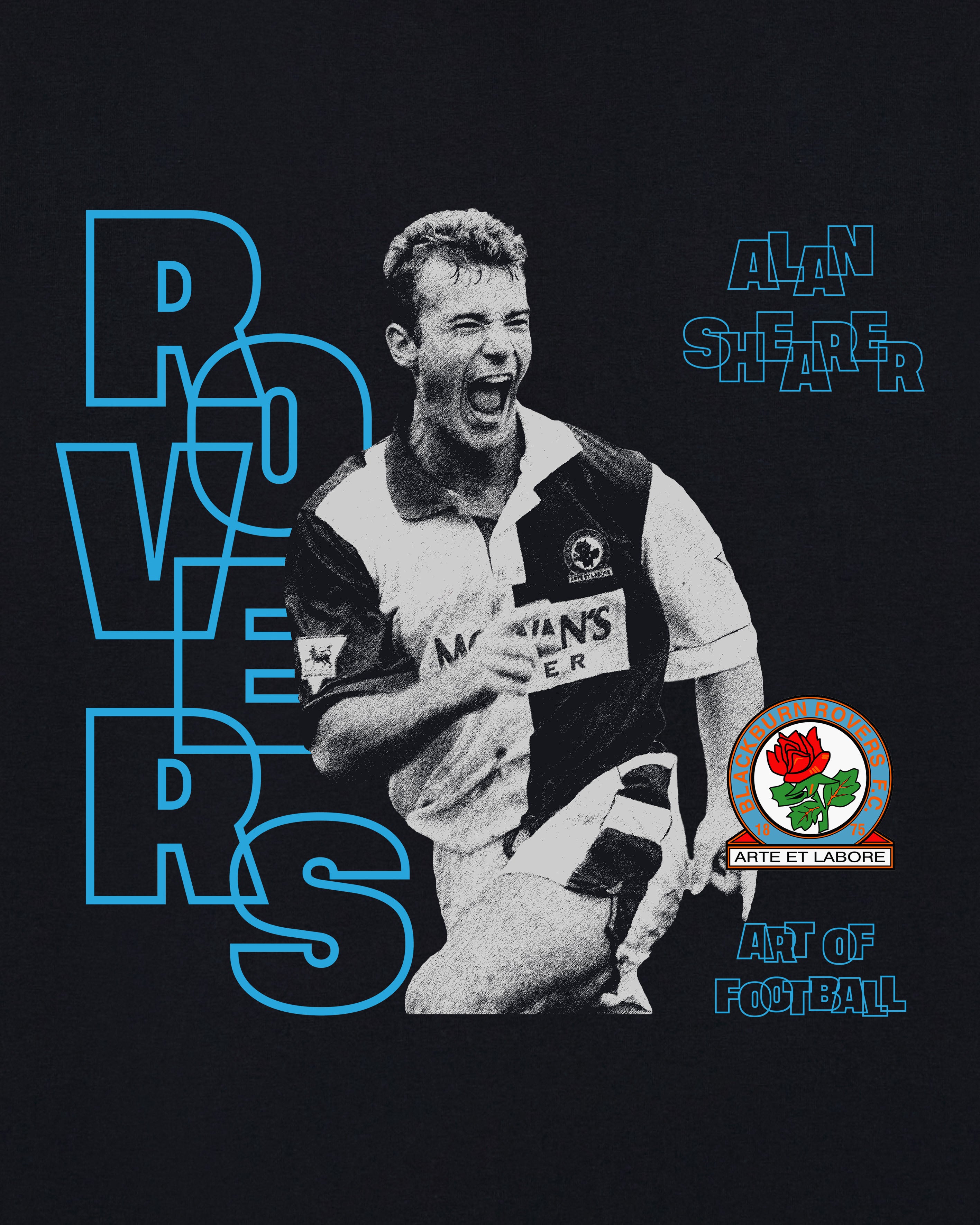 ART OF Football x Blackburn Rovers Shearer | AOF BRFC Black T-shirt