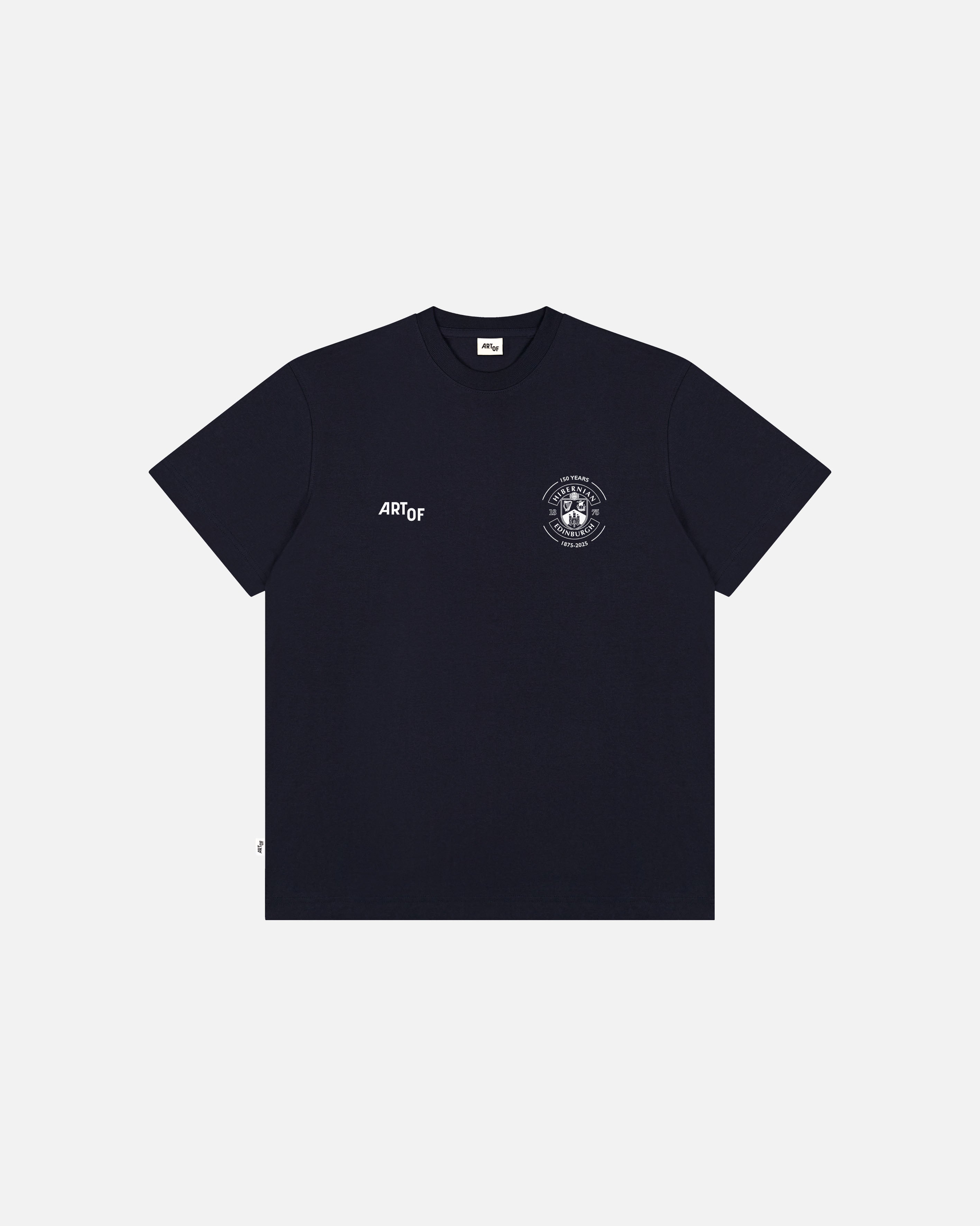 ART OF Football x Hibs Crest History Tee | HFC Navy Graphic T-shirt