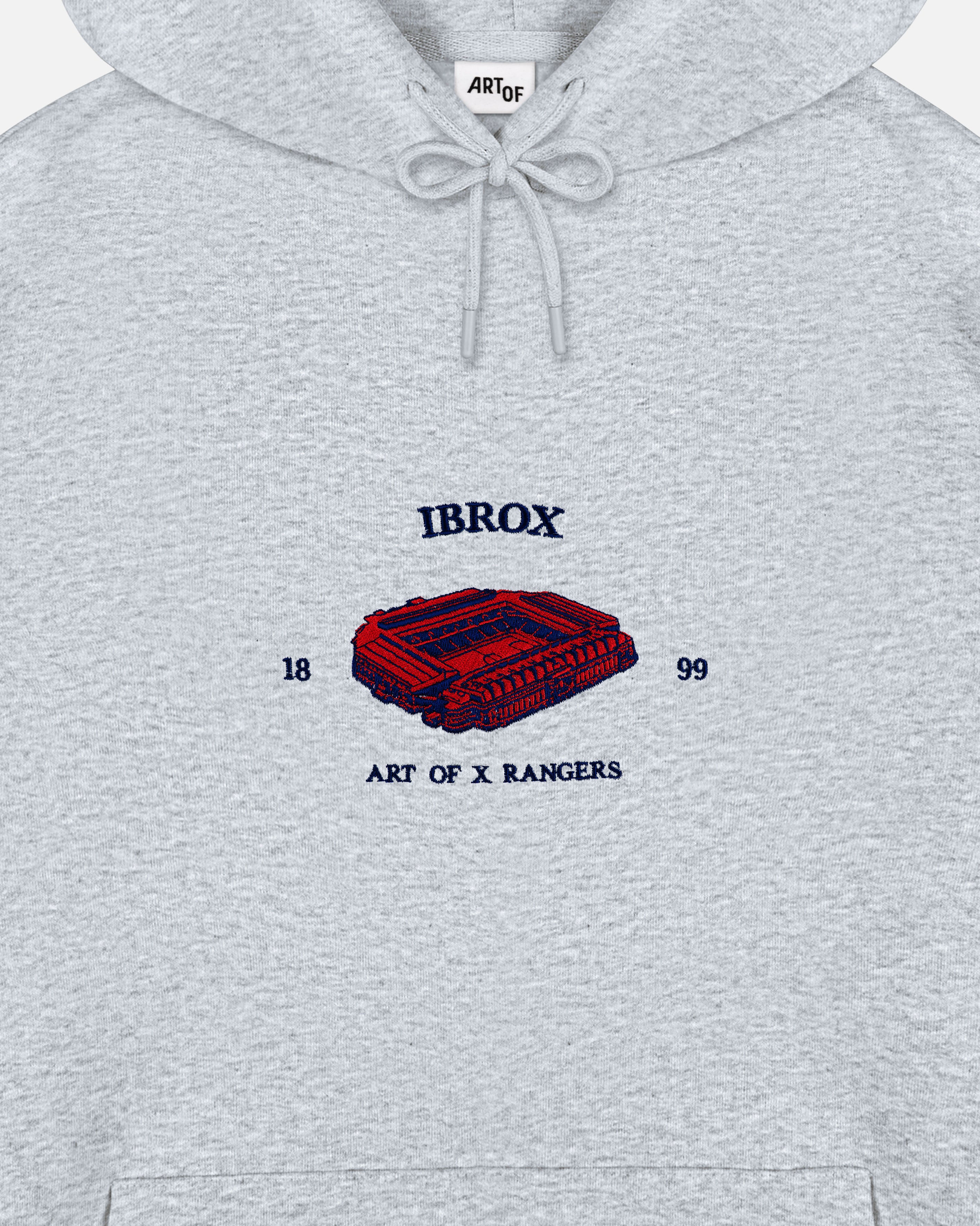 ART OF x Rangers Stadium Hoodie | RFC Grey Embroidered Football Sweat