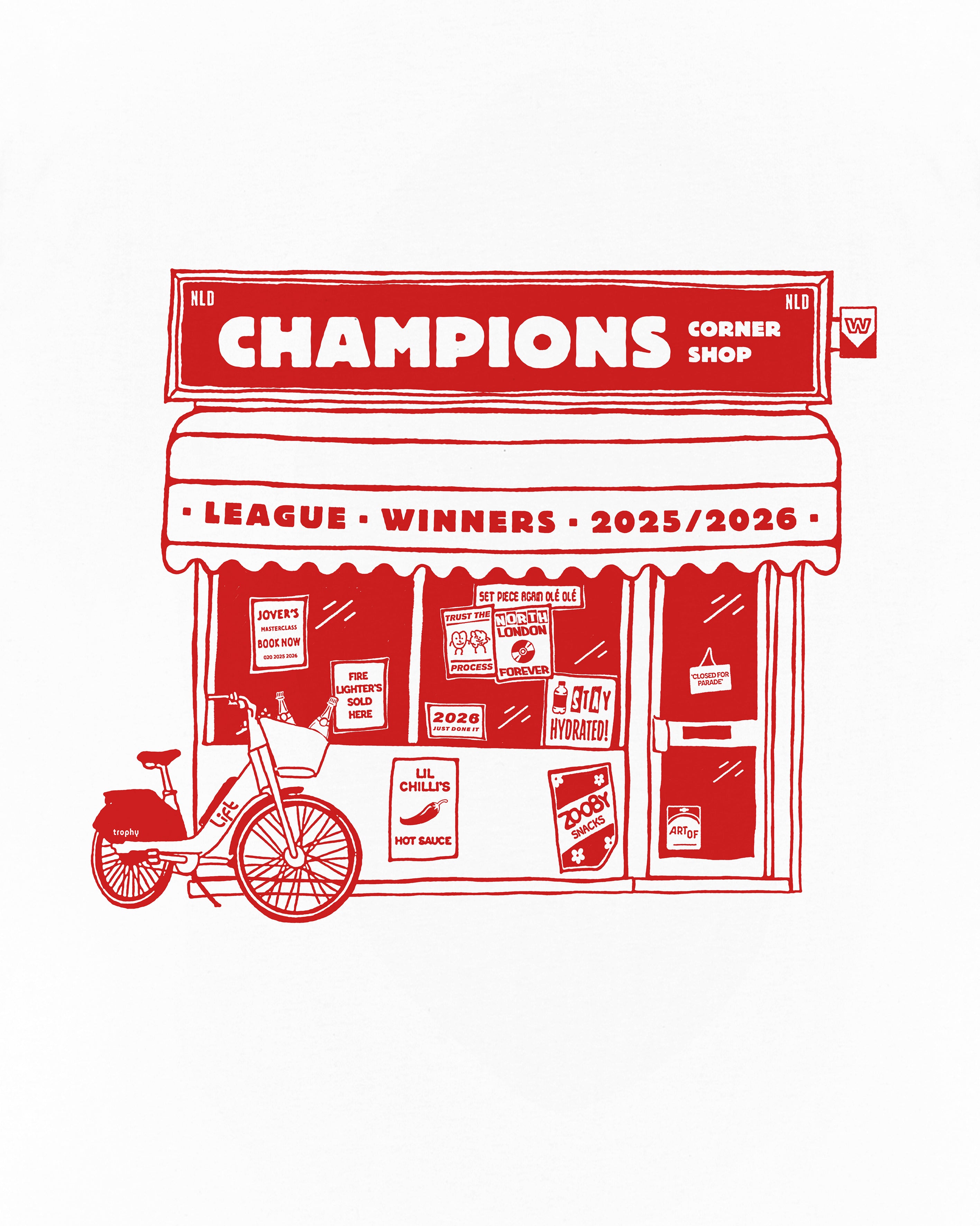 ART OF AFC Champions Corner Shop Tee | White Graphic Football T-shirt